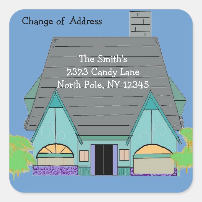 Warm Cozy House Change of Address Square Sticker (Front)
