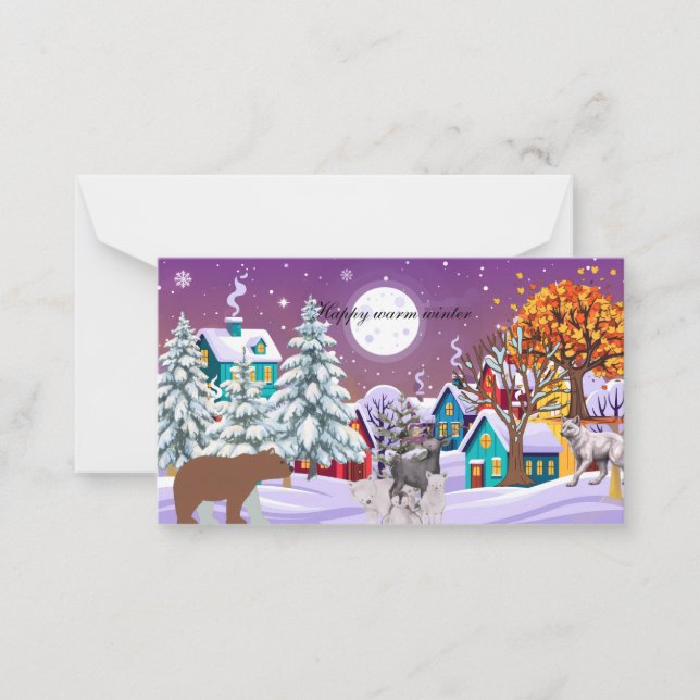 Warm Cozy Winter Greeting Card Elegant (Front)
