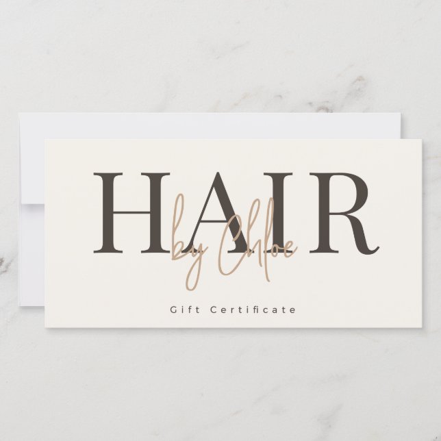 Warm Cream Beige Salon Gift Certificate (Front)