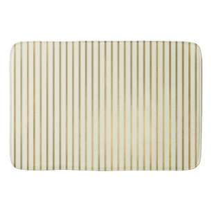 Warm Cream Gold Stripes Minimal Chic Pattern Bath Mat