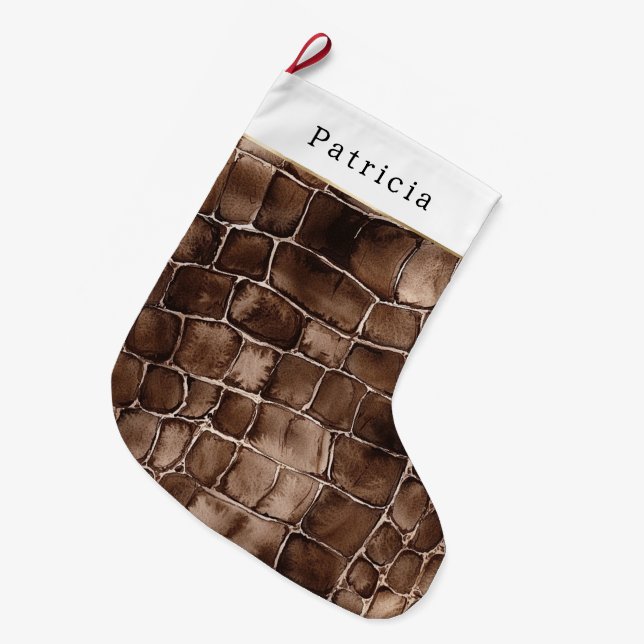 Warm Creamy Chocolate Candy Bar Christmas Large Christmas Stocking (Front (Hanging))