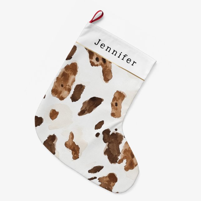 Warm Creamy White & Chocolate Candy Christmas Large Christmas Stocking (Front (Hanging))