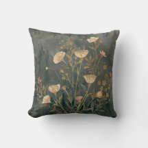Warm Dark Gray Peach Sage Vintage Wildflower