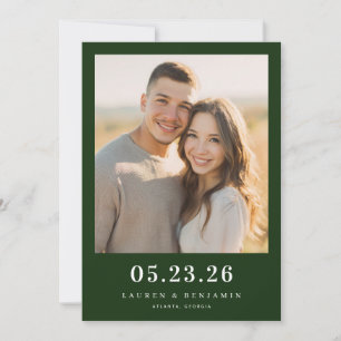 Warm Dark Green Elegant Photo Save The Date