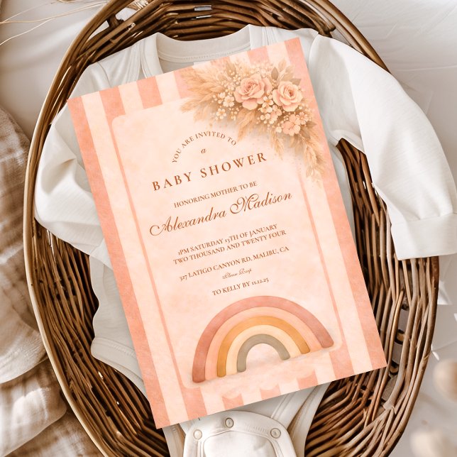 Warm Desert Boho Rainbow Baby Shower Invitation (Creator Uploaded)
