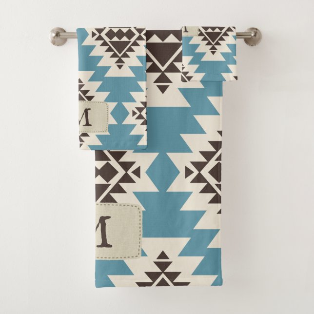 Warm Desert Dreams Southwestern Rustic Pattern Bath Towel Set (Insitu)