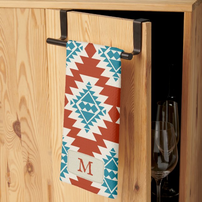 Warm Desert Dreams Southwestern Rustic Pattern Kitchen Towel (Thirds Fold)