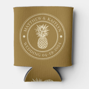 Warm Desert Pineapple Wedding Crest & Names Can Cooler