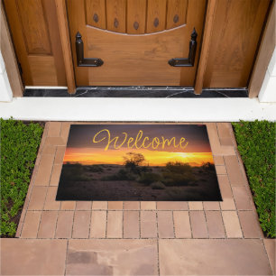 Warm Desert Sunrise Scenery Photograph Doormat