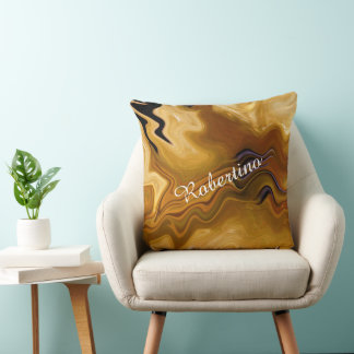 Warm Desert Tones Abstract - Personalize Name Throw Pillow