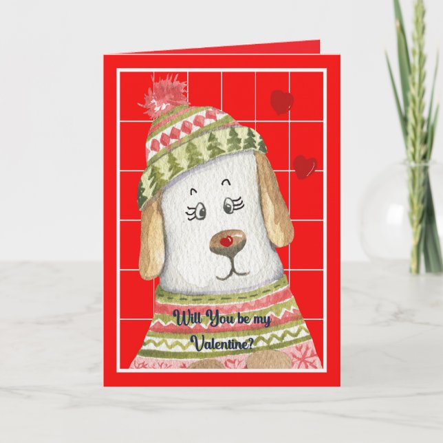 Warm Doggie Valentine Thank You Card (Front)