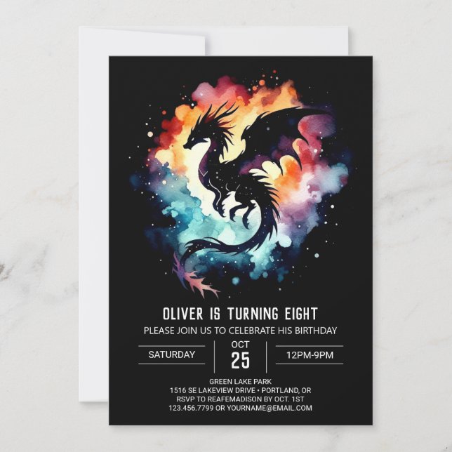 Warm Dragon Birthday Children Invitation (Front)