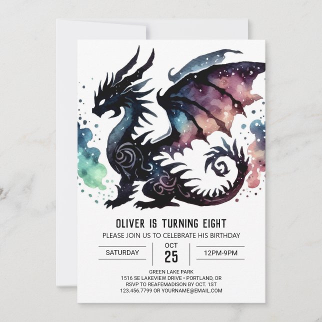Warm Dragon Birthday Invitation (Front)