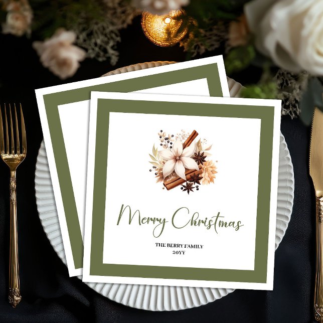Warm Earth Tone Christmas Tree Personalized Napkin (Warm Earth Tone Christmas Tree Personalized Napkins)