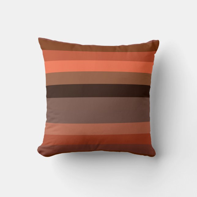  Warm Earth Tones Horizontal Stripes Throw Pillow (Front)