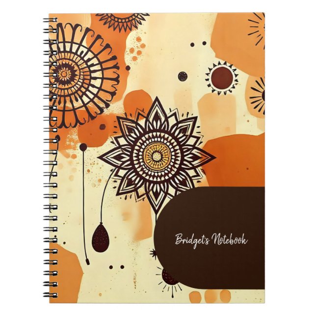 Warm Earthy Mandala Rustic Autumn  Notebook (Front)