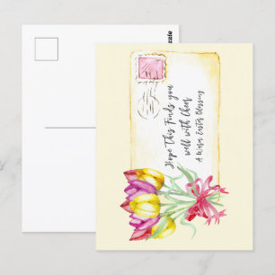 Warm Easter Blessing Tulips   Postcard