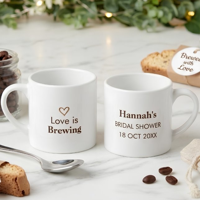 Warm Editorial Love Is Brewing Espresso Mug Favour (Love is Brewing Bridal Shower Espresso Mug Favor)