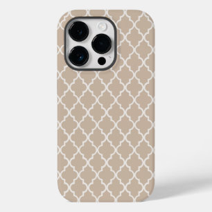 Warm Elegant Brownish-White Moroccan Quatrefoil  Case-Mate iPhone 14 Pro Case