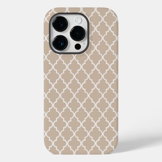 Warm Elegant Brownish-White Moroccan Quatrefoil  Case-Mate iPhone Case (Back)