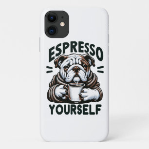 Warm Espresso Bulldog - Cozy Coffee  iPhone 11 Case