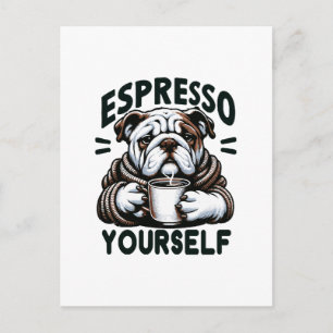 Warm Espresso Bulldog - Cozy Coffee  Postcard