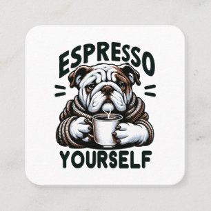 Warm Espresso Bulldog - Cozy Coffee  Square Business Card