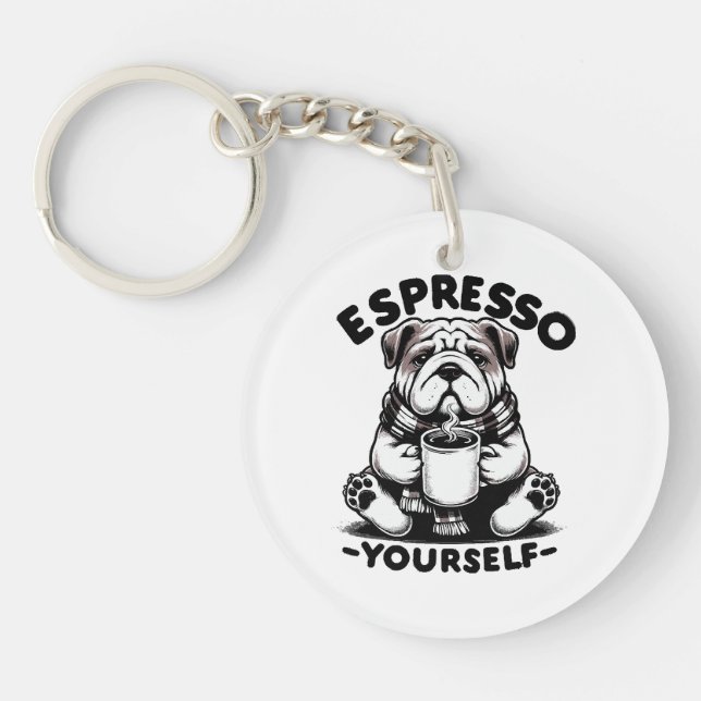 Warm Espresso Bulldog Keychain (Front)