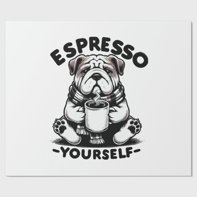 Warm Espresso Bulldog Wrapping Paper (Flat)