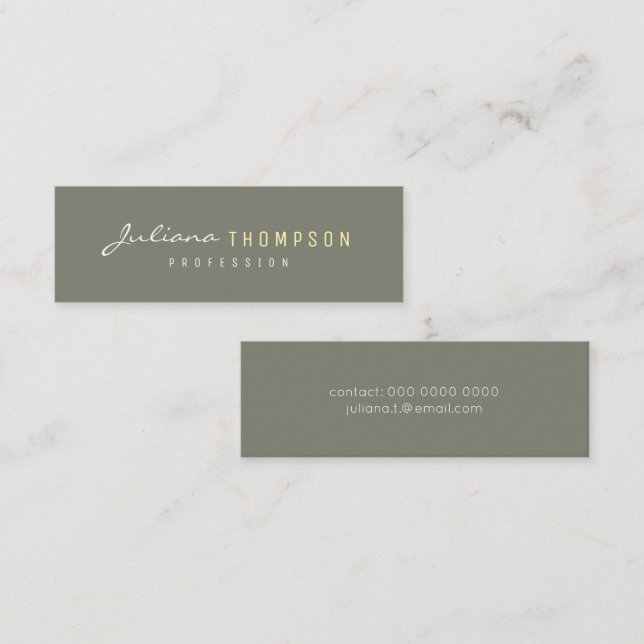 Warm Eucalyptus Green Minimalist Calling Card (Front/Back)