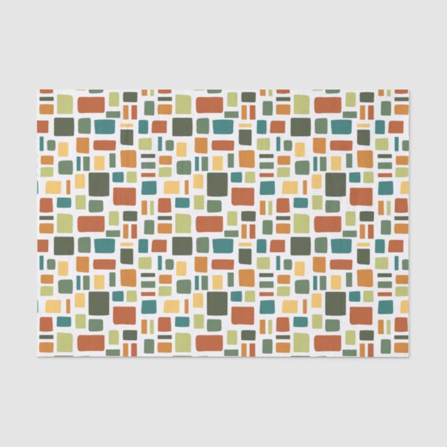 Warm Fall Colours Wonky Squares & Rectangles Tissue Paper (Front)