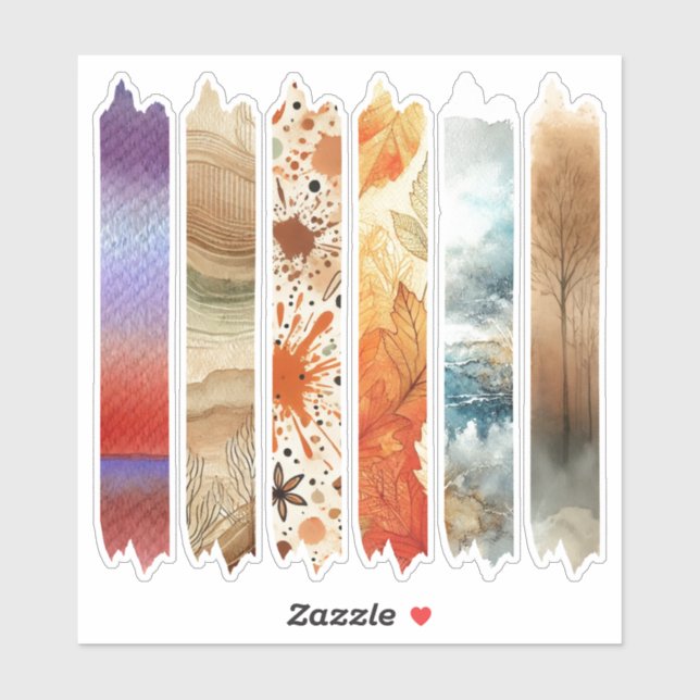 Warm Fall Watercolor Washi Tape Scrapbook Stickers (Sheet)