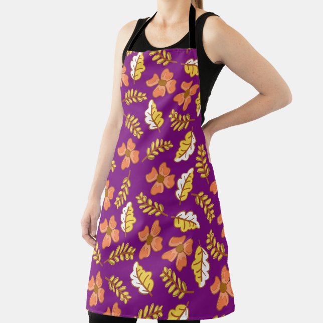 Warm Falling Autumn Leaves with Flowers Apron (Insitu)