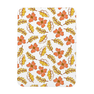Warm Falling Autumn Leaves with Flowers Magnet