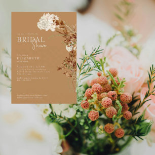 Warm Floral Caramel Bridal Shower Invitation