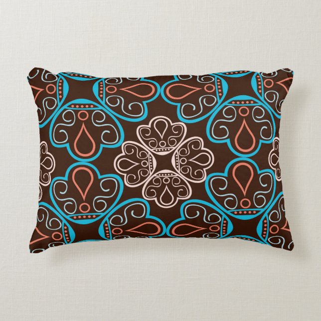 Warm Floral Elegance Accent Pillow (Front)