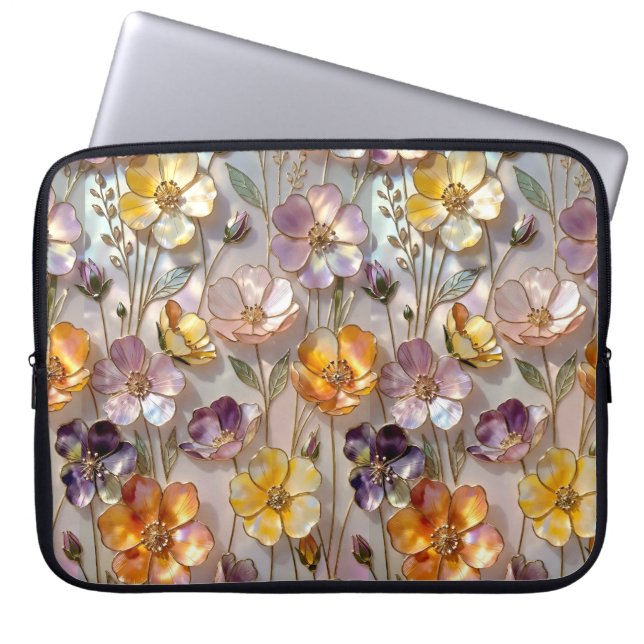 Warm Floral Laptop Sleeve Botanical Case (Front)