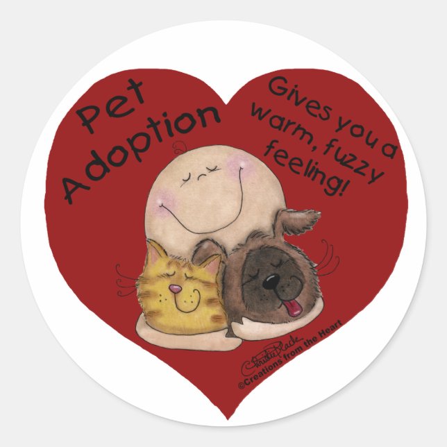 Warm, Fuzzy Feeling! Heart Classic Round Sticker (Front)