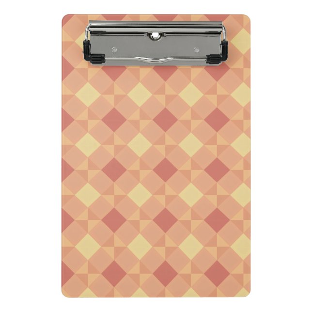 Warm Geometric Diamond Pattern in Peach & Terracot Mini Clipboard (Front)