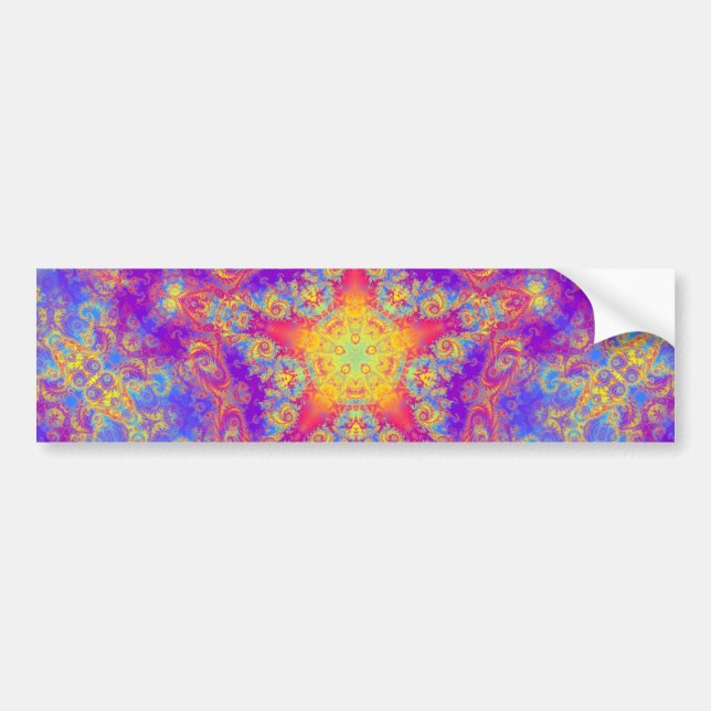 Warm Glow Star Bright Colour Swirl Kaleidoscope Bumper Sticker (Front)