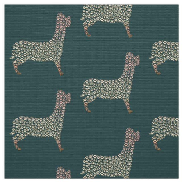 Warm Gold Gradient Paw Print Dog Silhouette Fabric (Swatch)