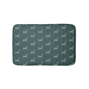 Warm Gold Gradient Paw Print Dog Silhouette Fabric Bath Mat
