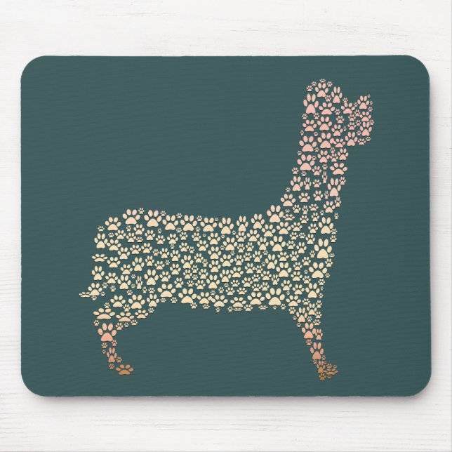Warm Gold Gradient Paw Print Dog Silhouette Fabric Mouse Pad