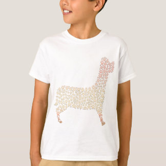 Warm Gold Gradient Paw Print Dog Silhouette Fabric T-Shirt