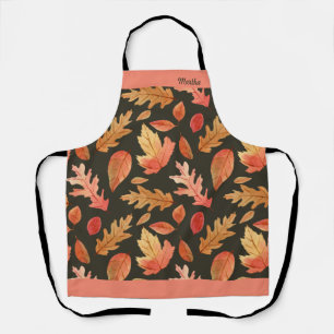 Warm Golden Fall Leaves Thanksgiving Season Apron