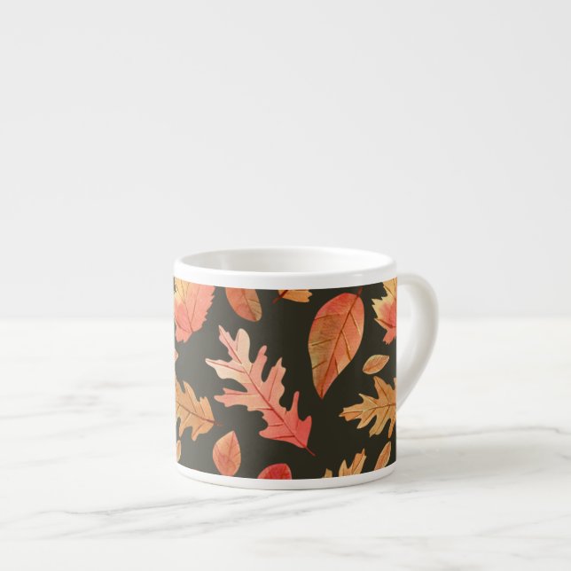 Warm Golden Fall Leaves Thanksgiving Season Espresso Cup (Front Right)