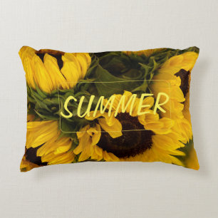 Warm Golden Sunflower Custom Accent Pillow