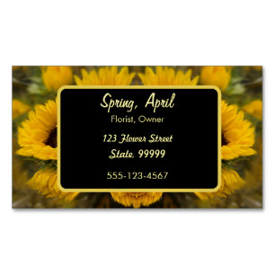 Warm Golden Sunflower Custom Magnetic Business Card