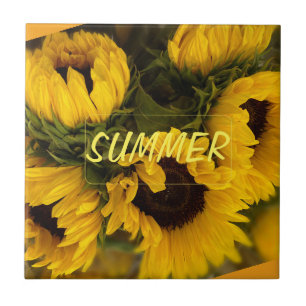 Warm Golden Sunflower Custom Tile