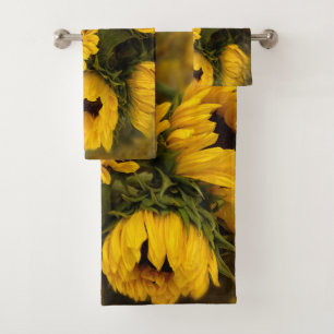 Warm Golden Sunflowers Bath Towel Set